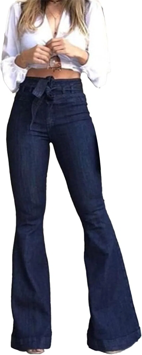 Джинсы с высокой талией, Bell Bottom, Blue