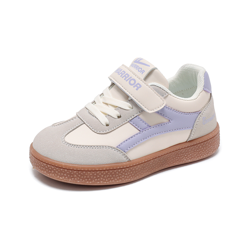 

Детские низкие кроссовки для скейтбординга Anti Kick с защитой от ударов и истирания WARRIOR, бежевый/фиолетовый/серый