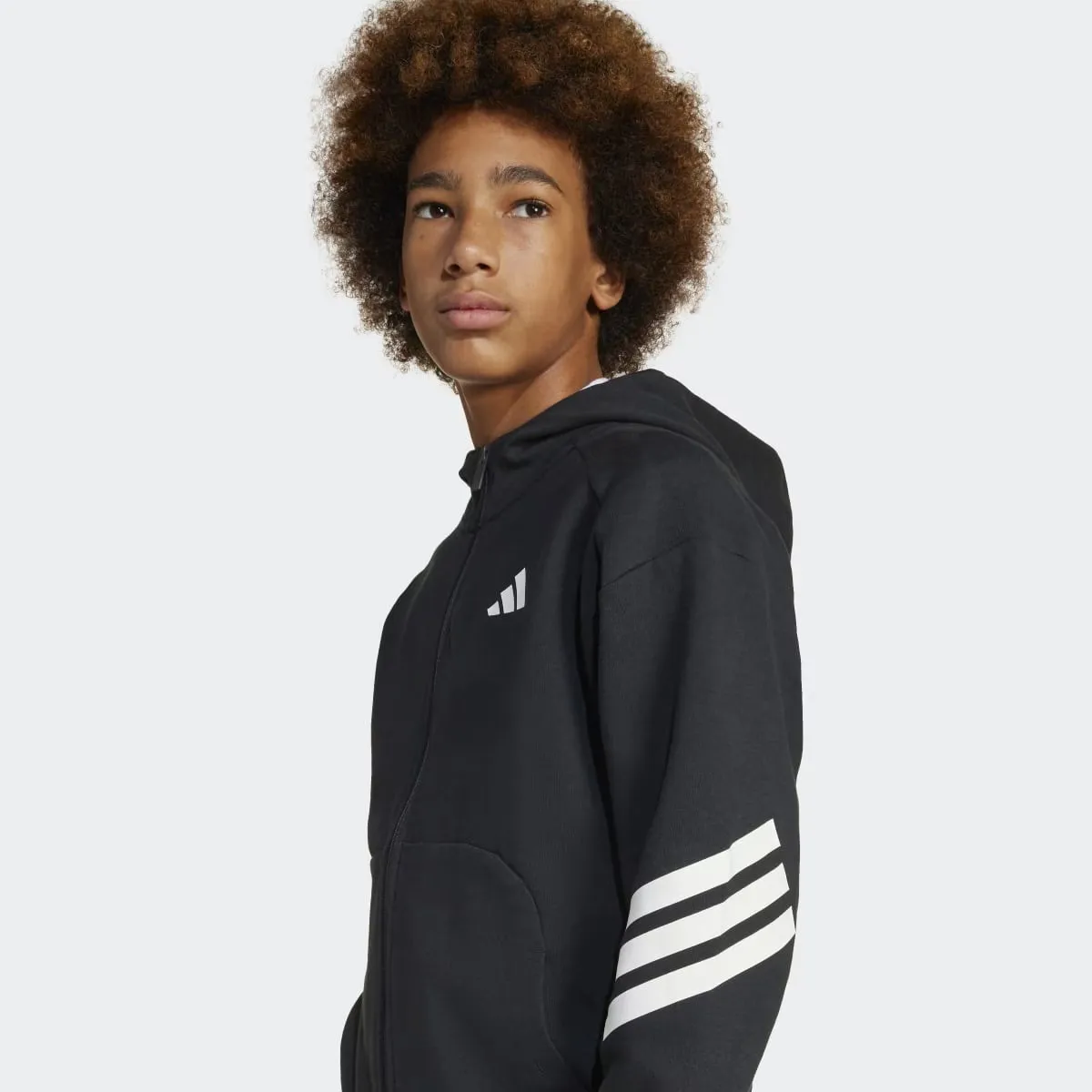 Future Icons 3 полоски детская куртка Adidas с капюшоном, чёрный — фото 3