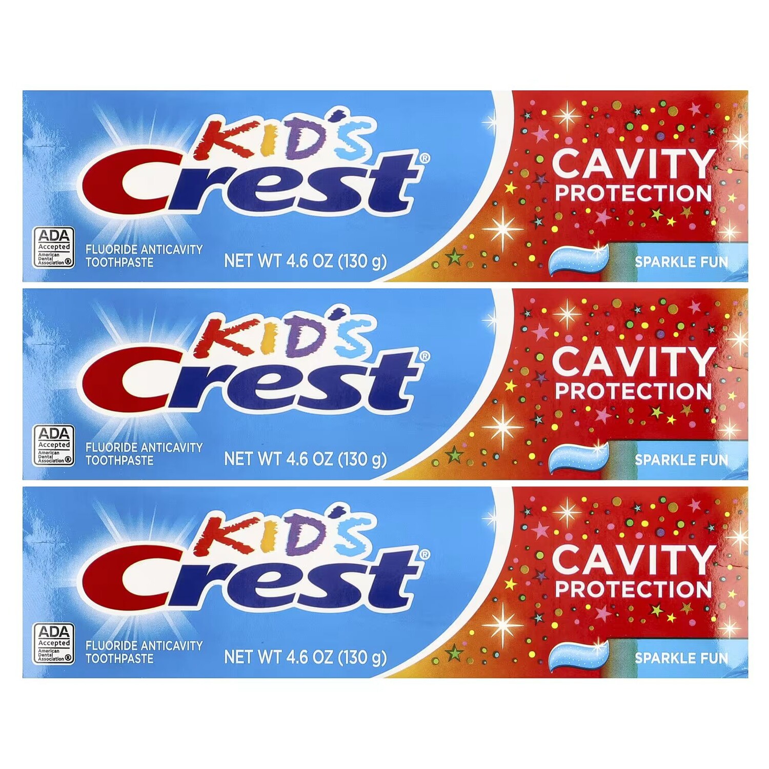 Детская зубная паста Crest Kids Sparkle Fun с фтором против кариеса, 3 упаковки — фото 2
