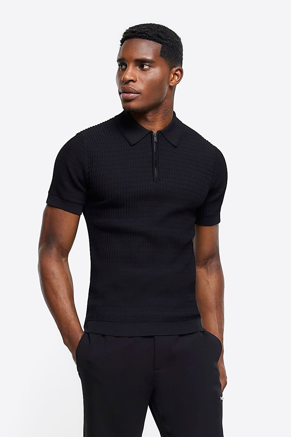 

Рубашка-Поло Brick Muscle Fit River Island, черный