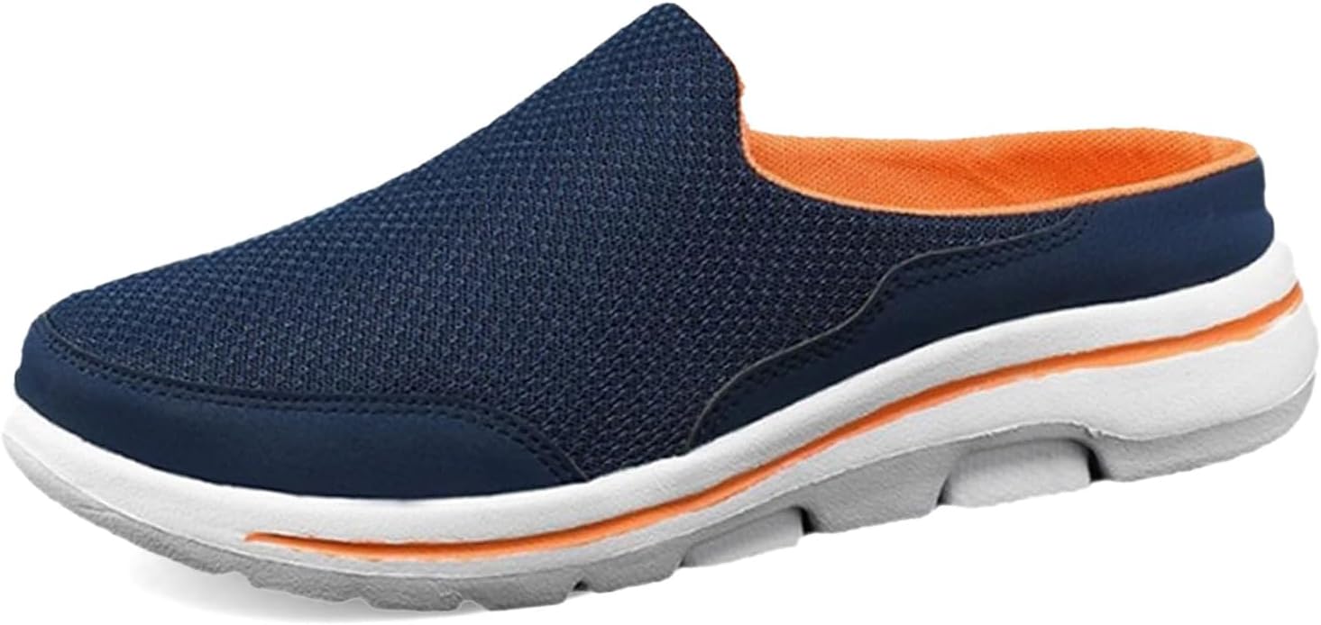 

Женские и мужские мюли и клоги Kubbon Slip On с дышащей сеткой, прогулочные мюли-кроссовки, без задника, походная обувь для путешествий, закрытые тапочки, темно-синий