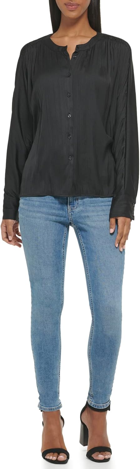 

Женская блузка Calvin Klein с широкими манжетами и присборенной передней частью, Black