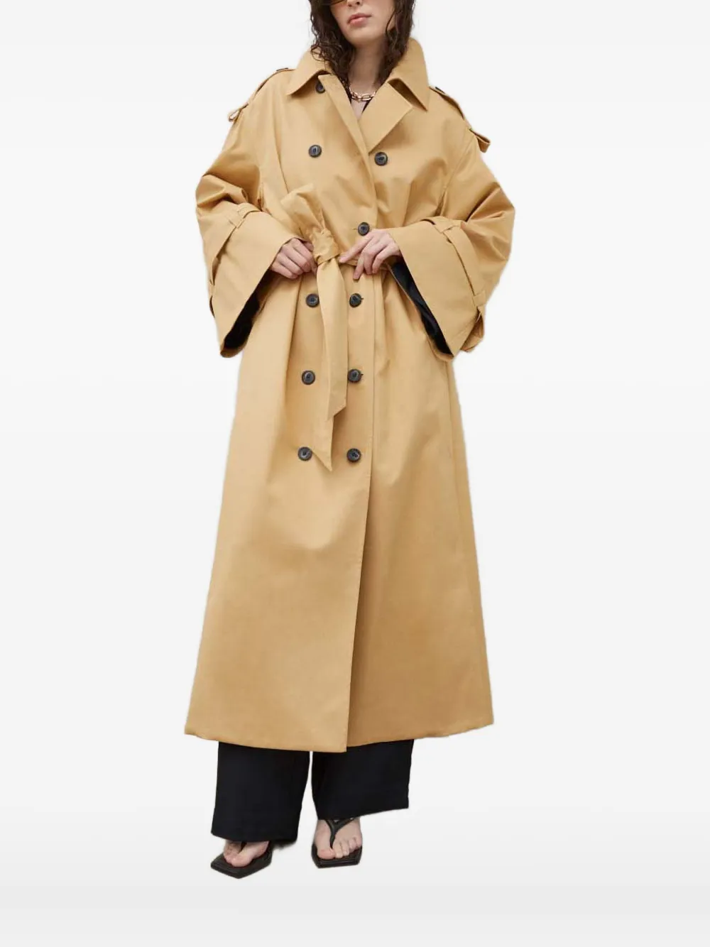 

Пальто с поясом на пуговицах By Malene Birger, нейтральный