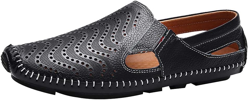 

Мужские дышащие настоящие кожаные лоферы Summer Flat Slip On Moccasins Driving Shoes Jamron, черный