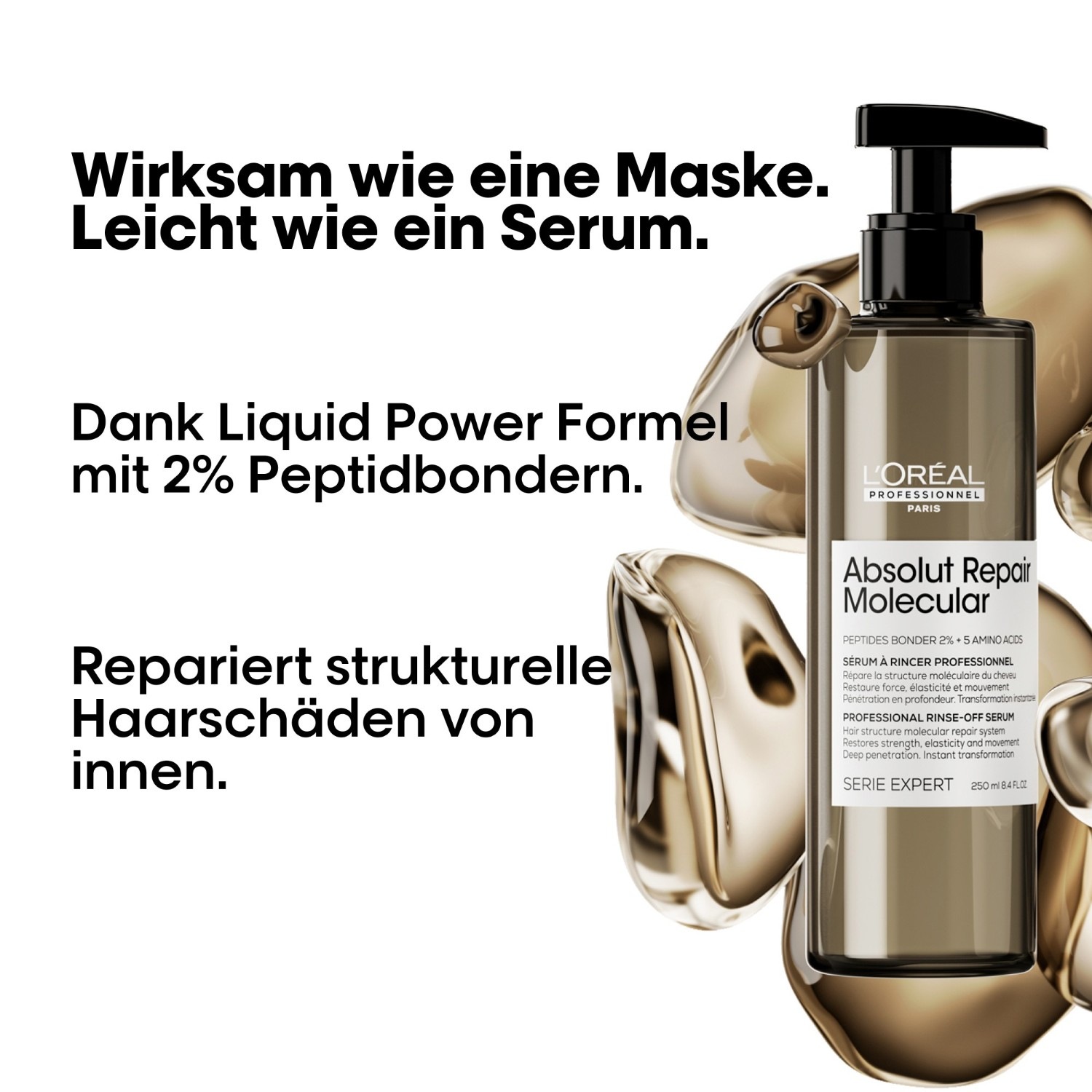Сыворотка для волос serie expert absolut repair molecular rinse-off serum L Oreal Professionnel Paris, объем 250 мл — фото 2