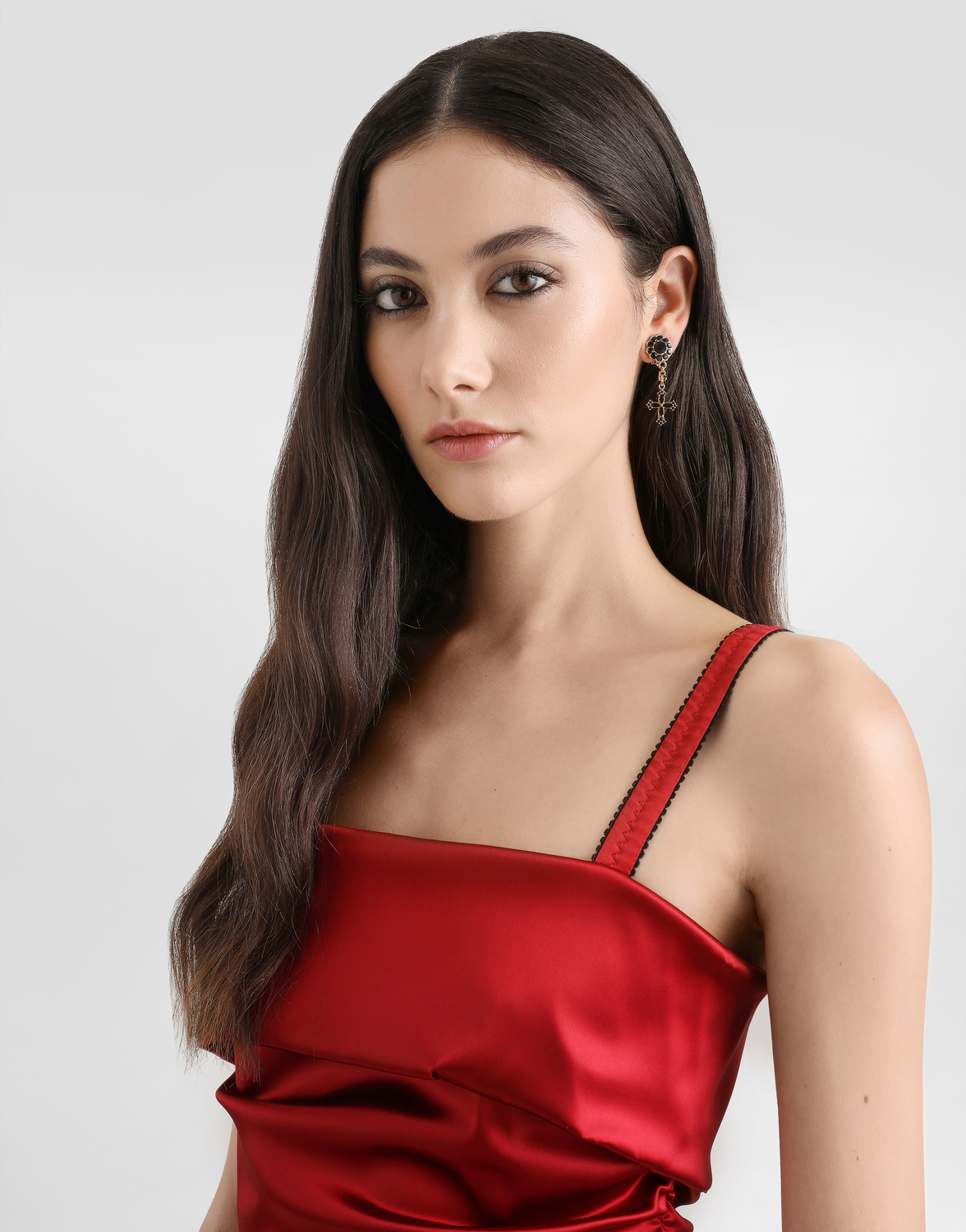Приталенное платье из стрейч-сатина DOLCE & GABBANA, бордовый — фото 4