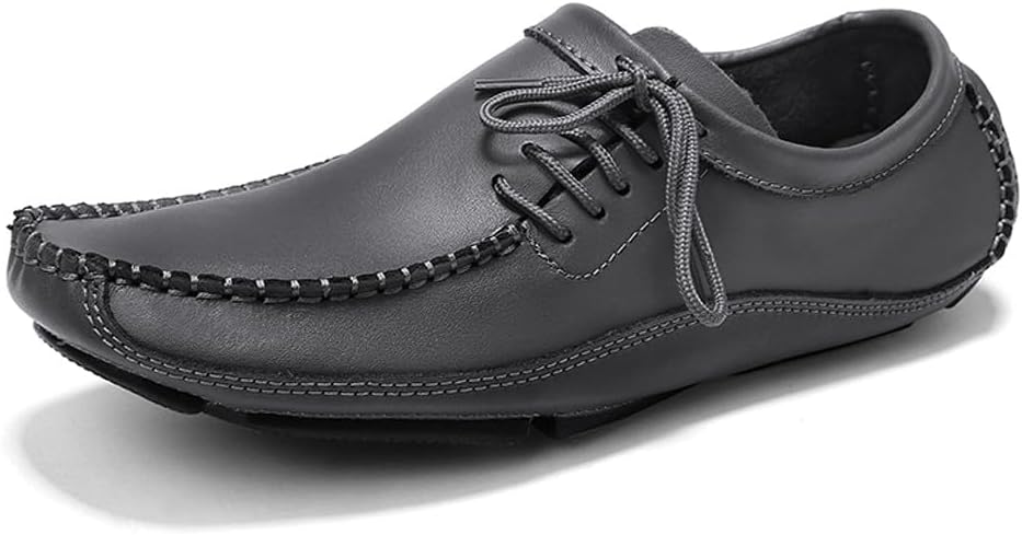 

Мужские кроссовки-мокасины YYSPR из натуральной кожи на шнуровке, модные, для повседневной ходьбы и вождения, серый