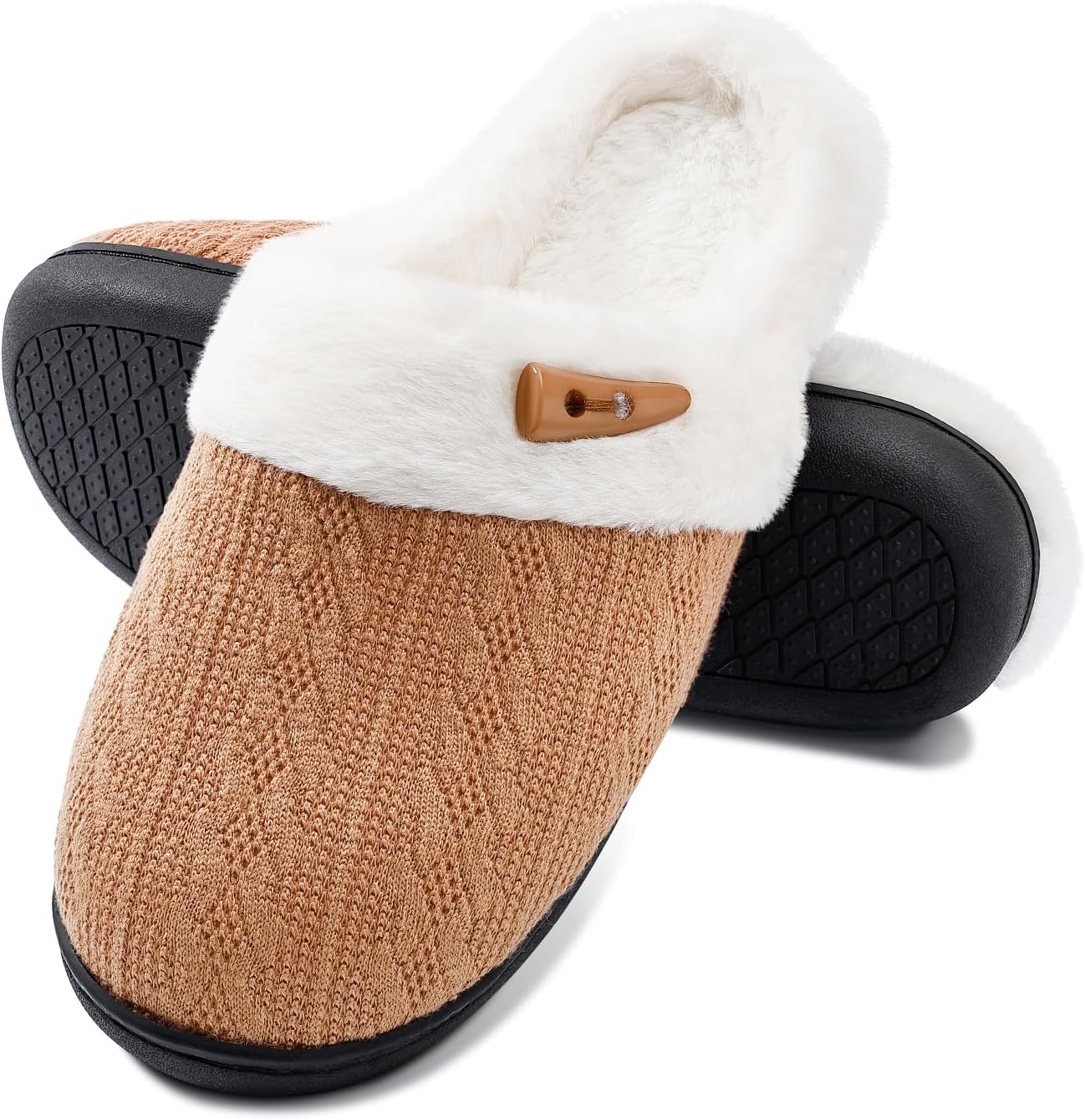 

Теплые вязаные тапочки Jieertop для женщин и мужчин, мягкие, легкие, с противоскользящей подошвой, удобные для дома, спальни и улицы, хаки