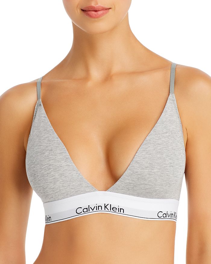 

Современный хлопковый треугольный бралетт с легкой подкладкой Calvin Klein, серый