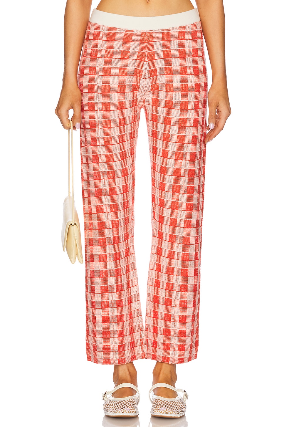 

Брюки с расклешенными штанинами в клетку Gingham Guest In Residence, cherry combo