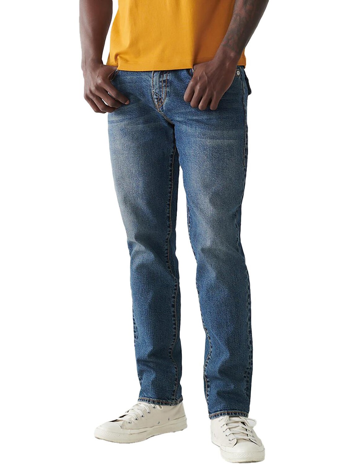 

Мужские свободные узкие джинсы средней потертости Geno True Religion, цвет Medium Drizzle