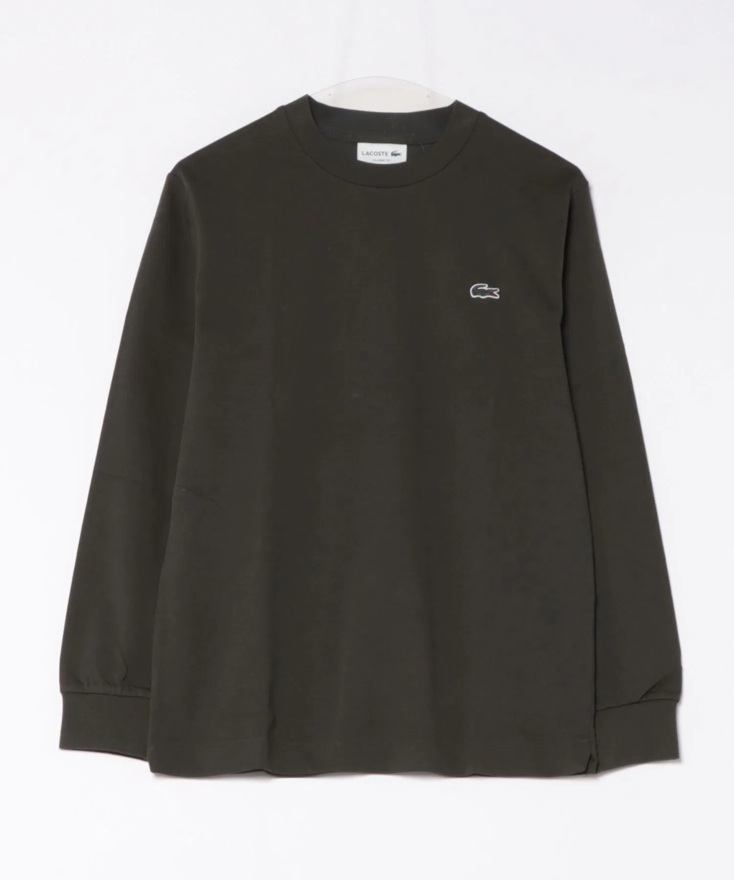 Мужская базовая футболка LACOSTE с длинным рукавом зелёная
