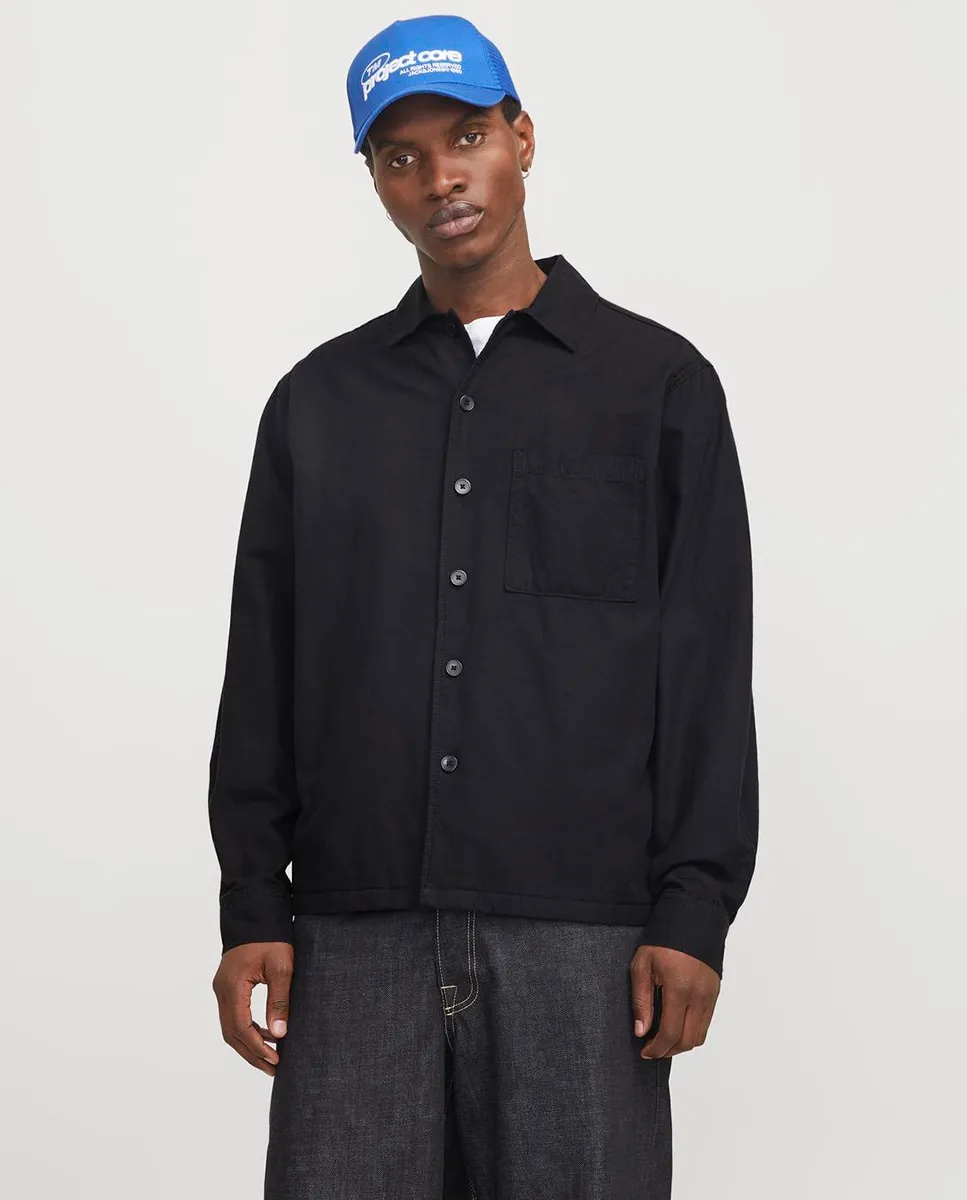 

Мужская рубашка с длинным рукавом и передним карманом Jack & Jones, черный
