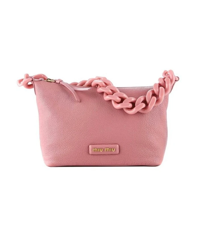 

Кожаная сумка с нашивкой логотипом Miu Miu, розовый