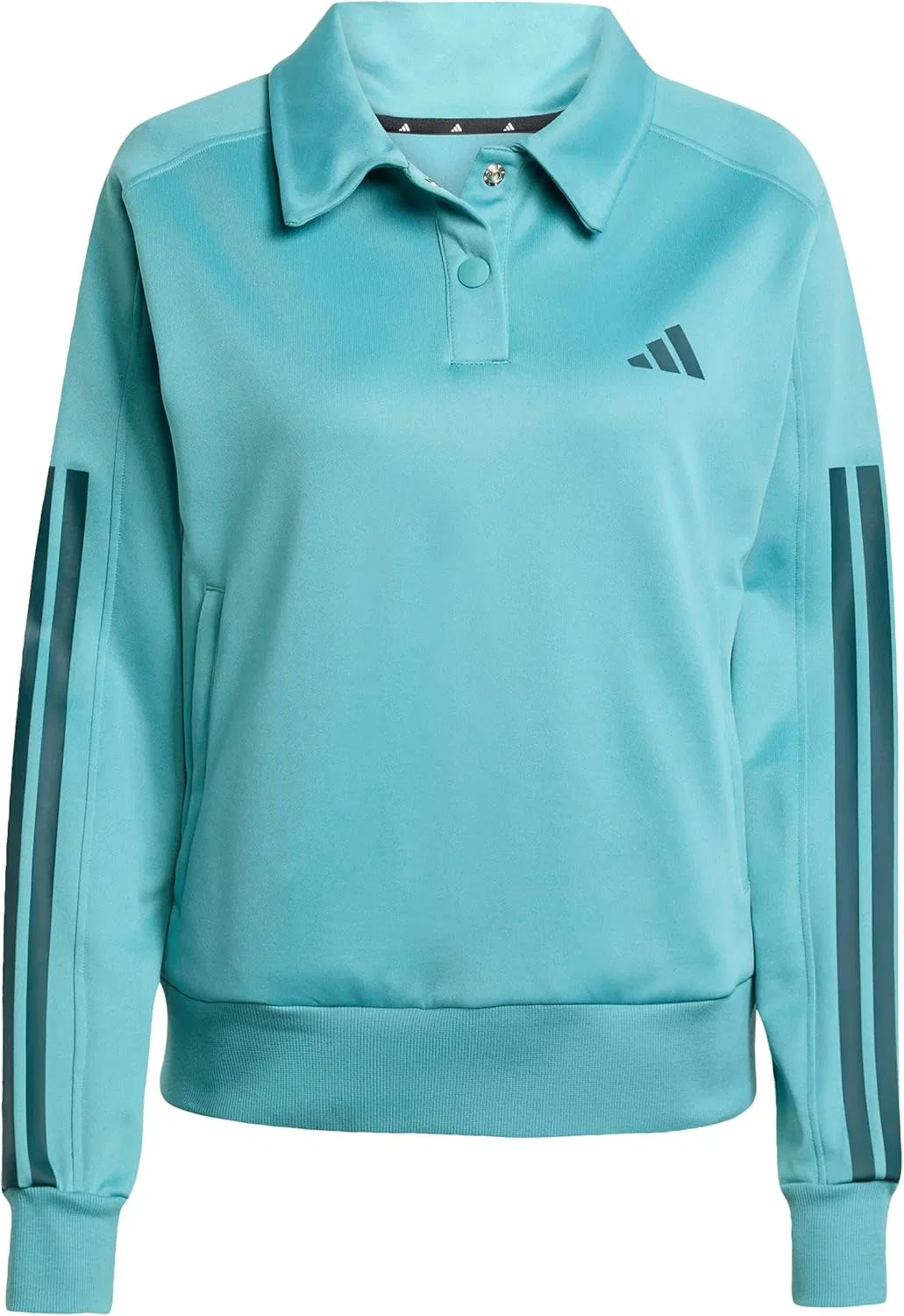 Трек-куртка женская с застежкой на кнопки, adidas, цвет Powder Teal/Aurora Ivy