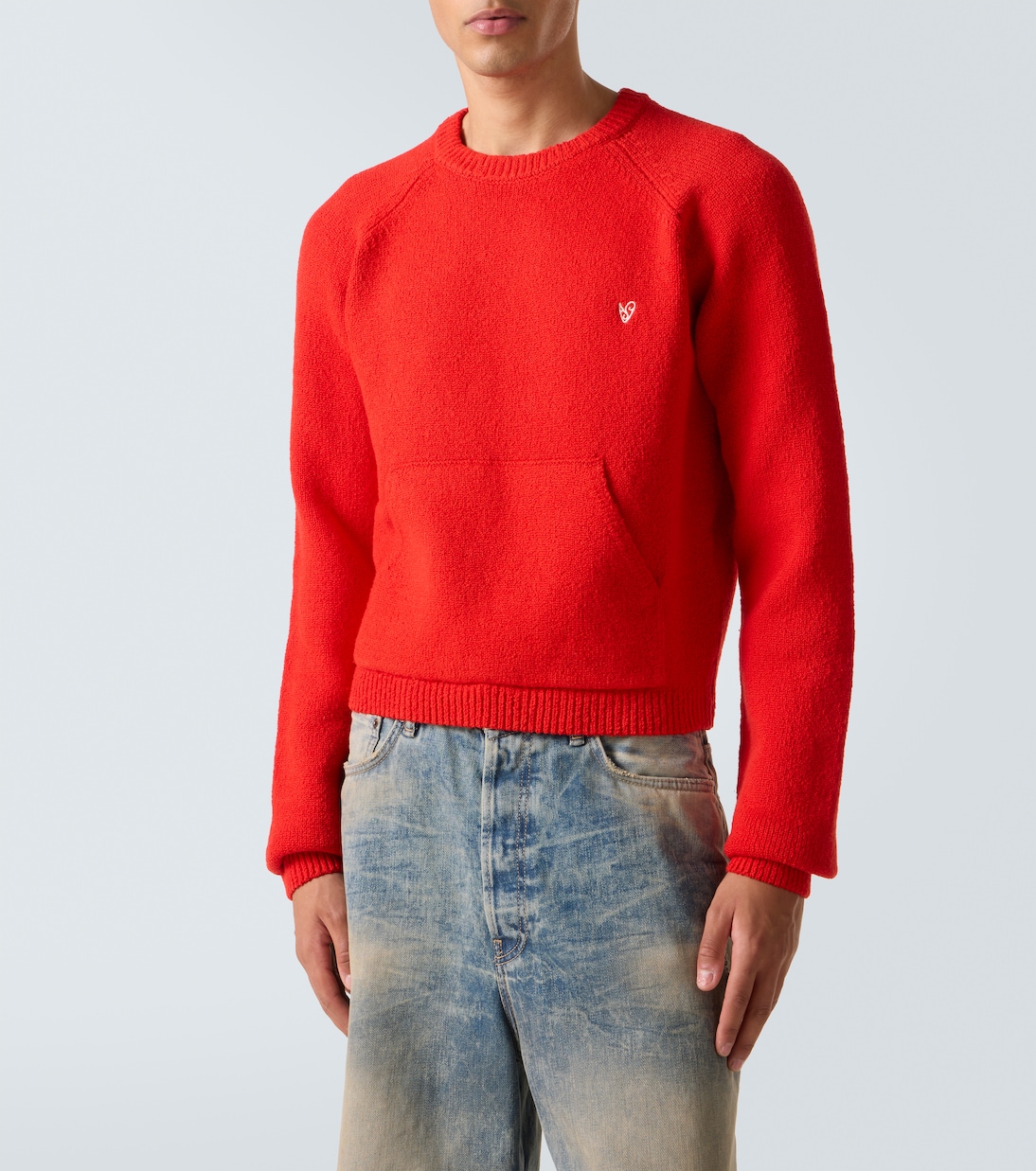 Свитер из смесовой хлопковой ткани Acne Studios, красный — фото 3