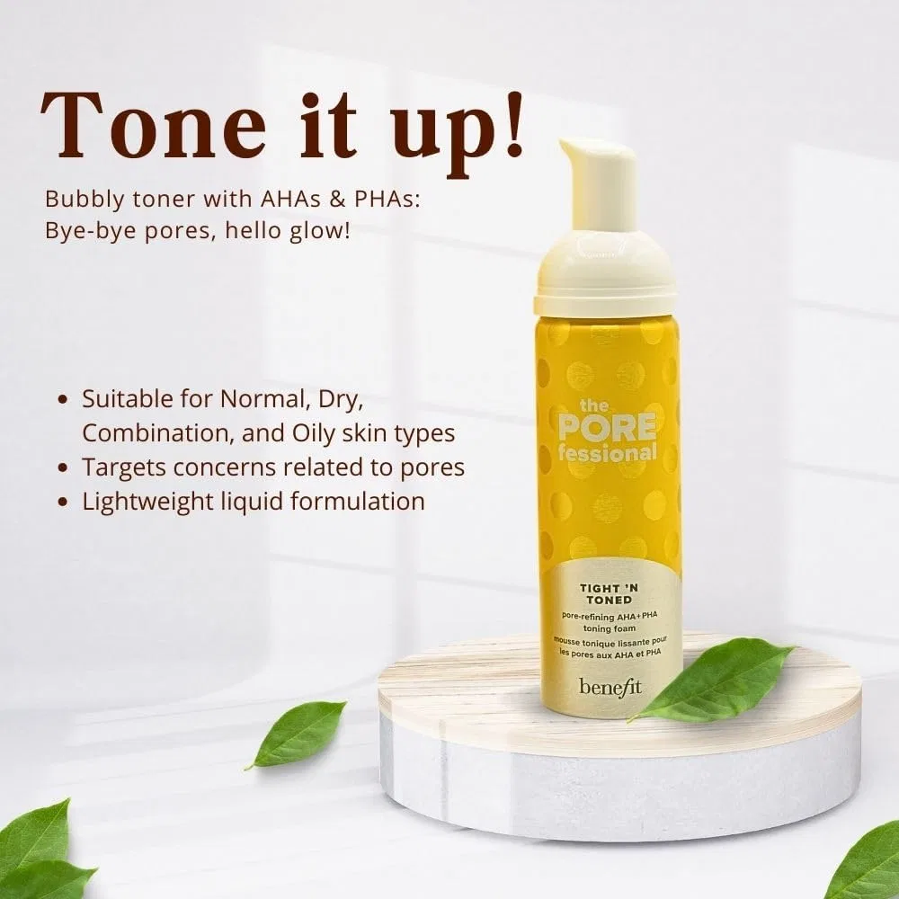 Гель для умывания Benefit — Тонирующая пенка для сужения пор Poreaware Tight Tone Pore Refining Aha+Pha Toning Foam — фото 2