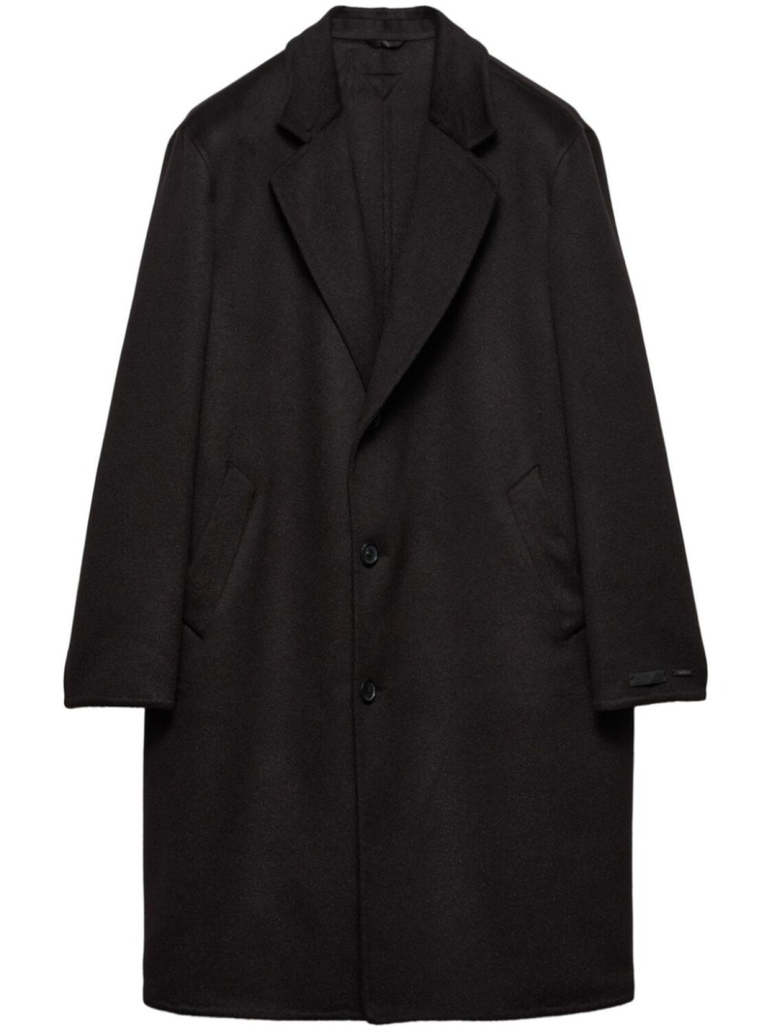 

Однобортное шерстяное пальто Prada, черный