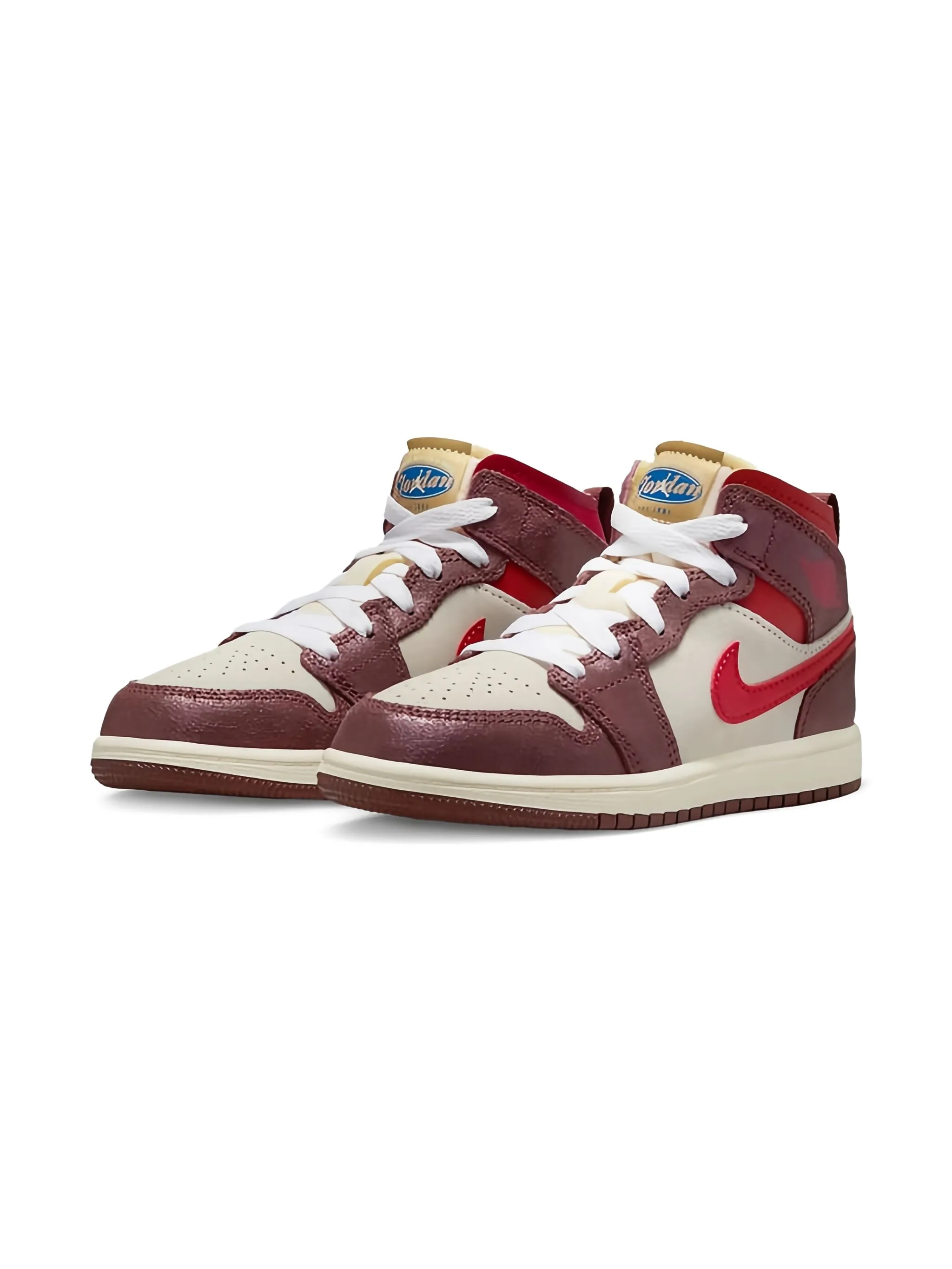 Кроссовки Jordan 1 Mid SE Coconut Milk/Dark Pony/Pale Vanilla/Varsity Jordan Kids, красный — фото 2