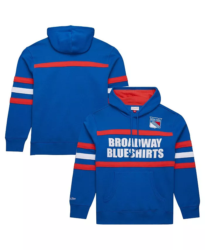 

Мужская синяя толстовка с капюшоном New York Rangers Head Coach Slogan Pullover Hoodie Mitchell & Ness