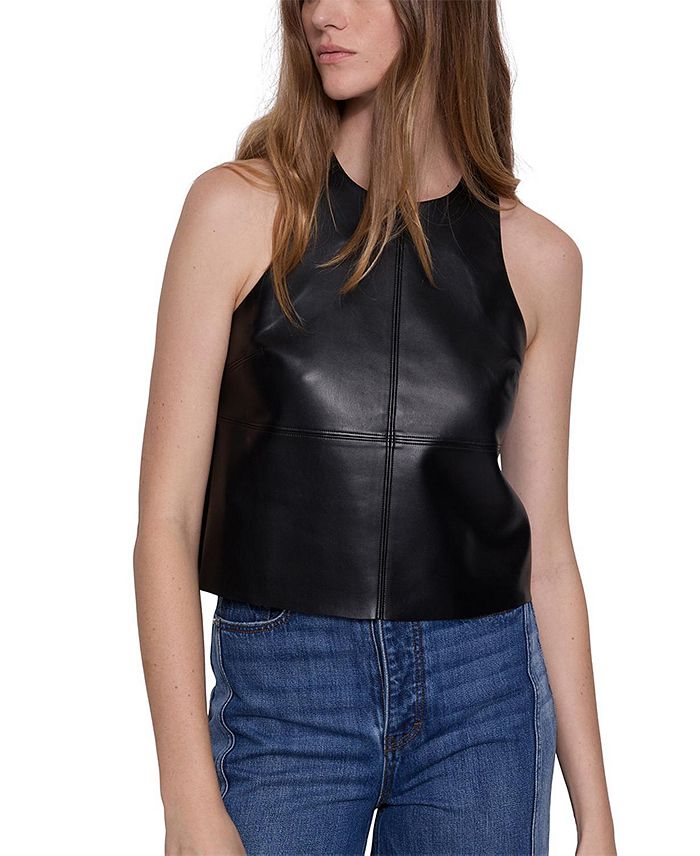 

Нора топ-бюстье из искусственной кожи Rebecca Minkoff, черный