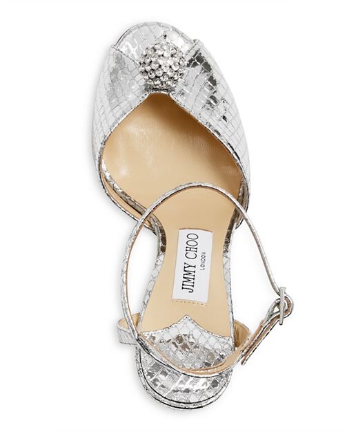 Женские босоножки Sacora 85 на высоком каблуке с украшением Jimmy Choo, цвет Silver — фото 3
