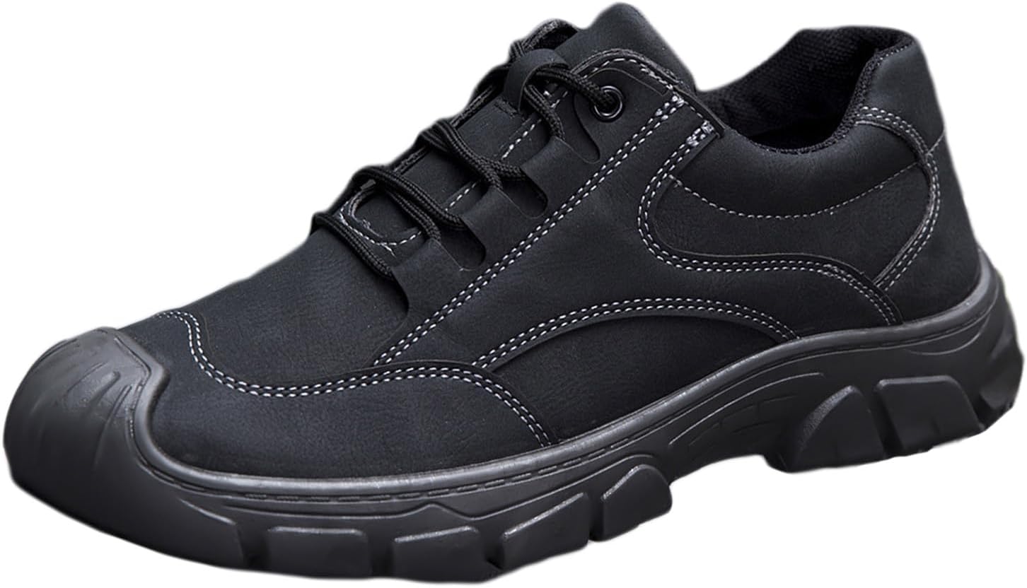 

Мужские замшевые кроссовки с шнуровкой, противоскользящие, на платформе, для походов, низкие, удобные, легкие, водонепроницаемые, с массивной подошвой, для отдыха на природе, походов, приключений и работы Botrent, черный