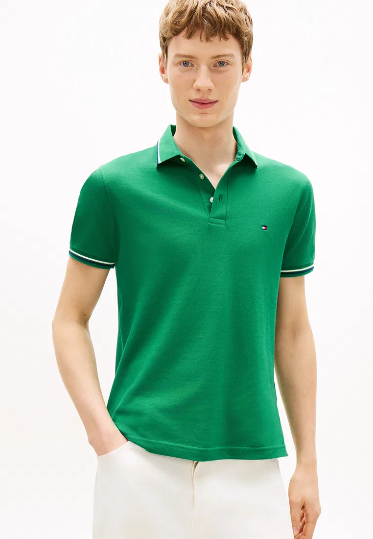 Поло, slim fit, пике, Th Mainline Tommy Hilfiger, зеленый