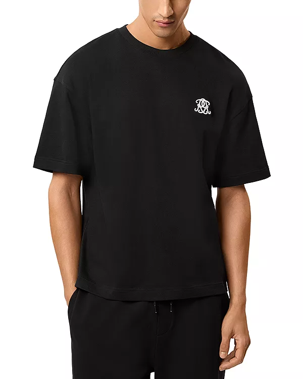 

Футболка свободного кроя с рисунком в виде дождя Reiss, черный