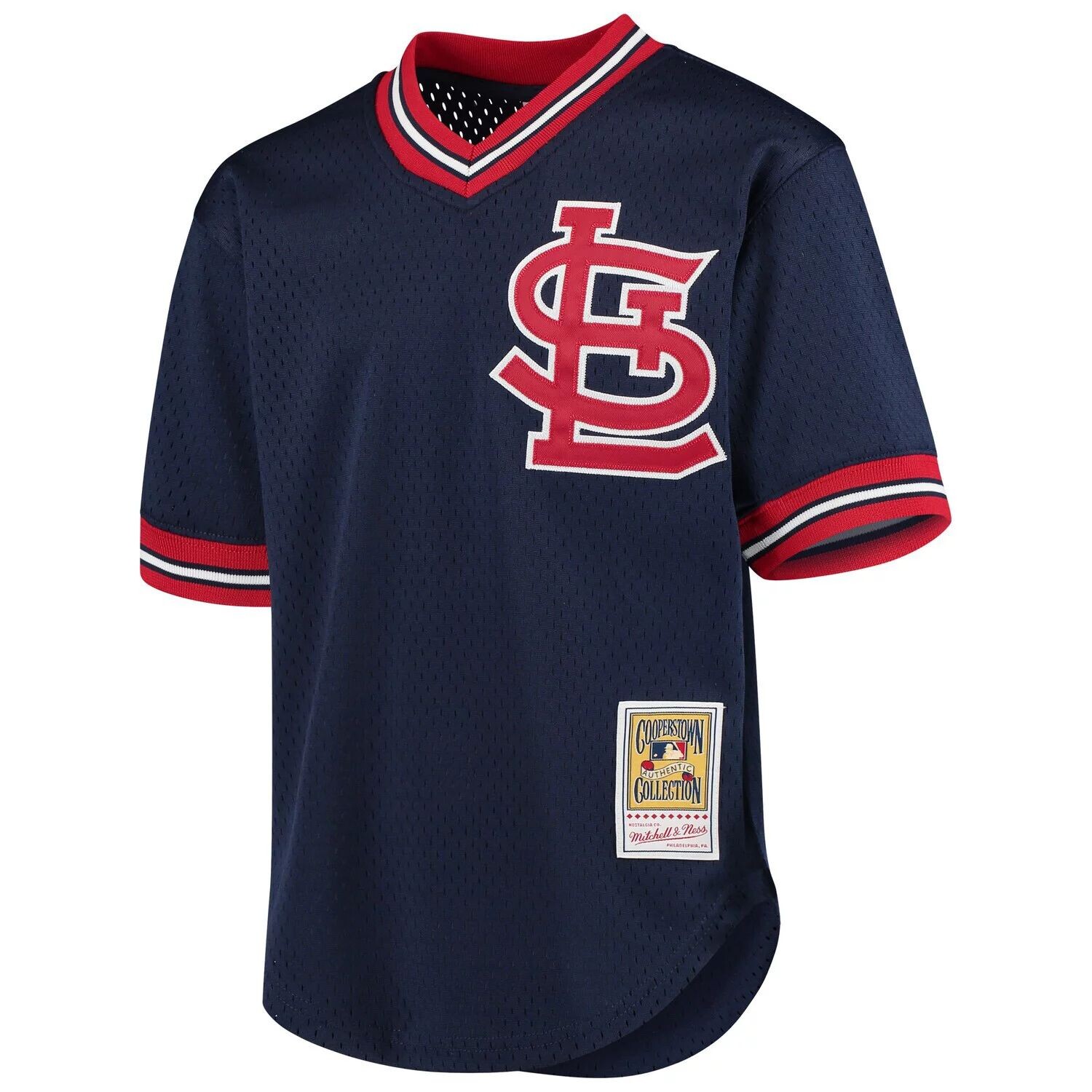 Молодежная футболка Mitchell & Ness Ozzie Smith Navy St. Louis Cardinals Cooperstown Collection, сетчатая тренировочная майка для ватина Unbranded — фото 2