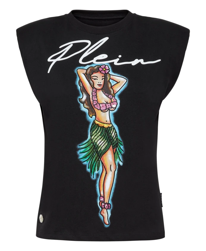 

Гавайская футболка с круглым вырезом Philipp Plein, черный