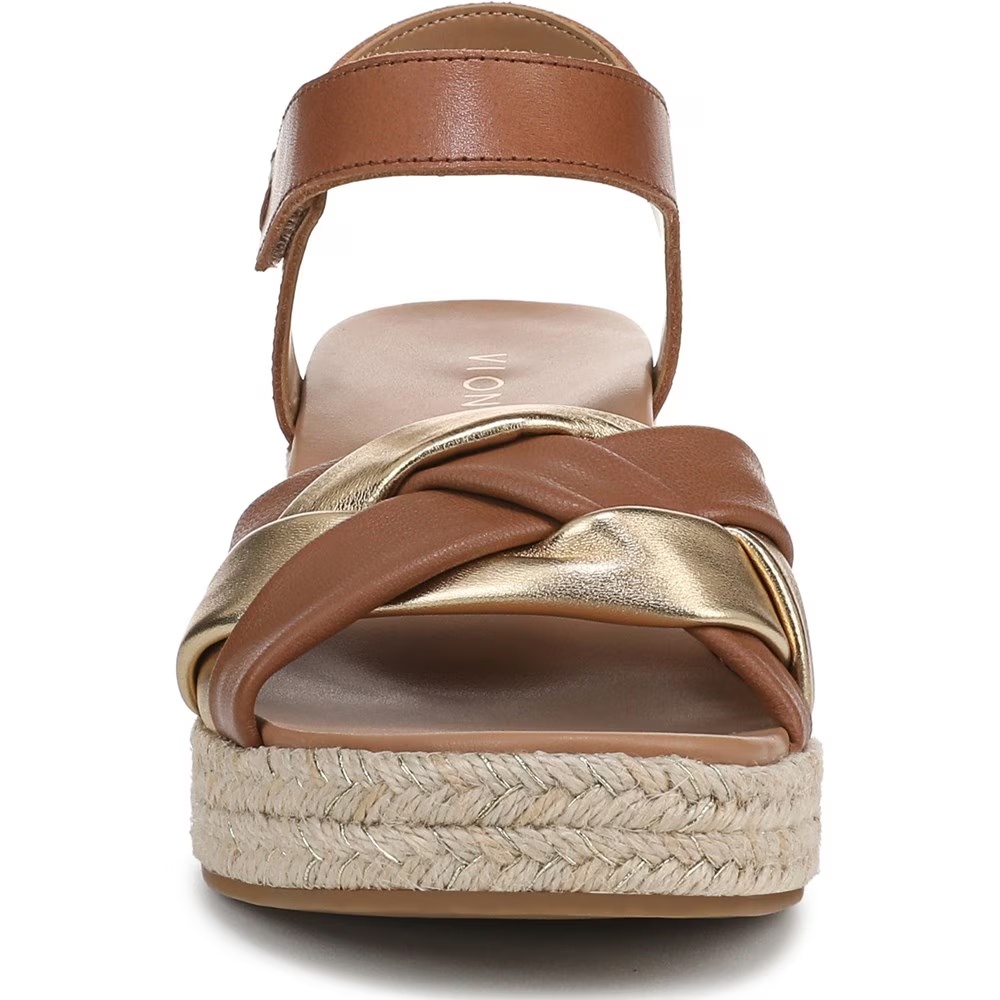 Сандалии на танкетке Saratoga Vionic, tan / gold leather — фото 2