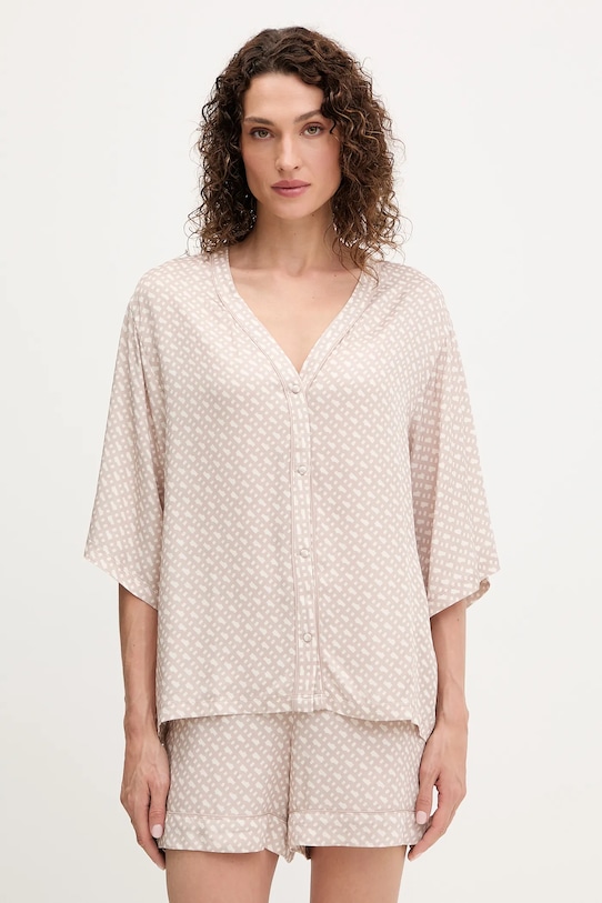 

Пижамная рубашка sateen aop_top BOSS, бежевый
