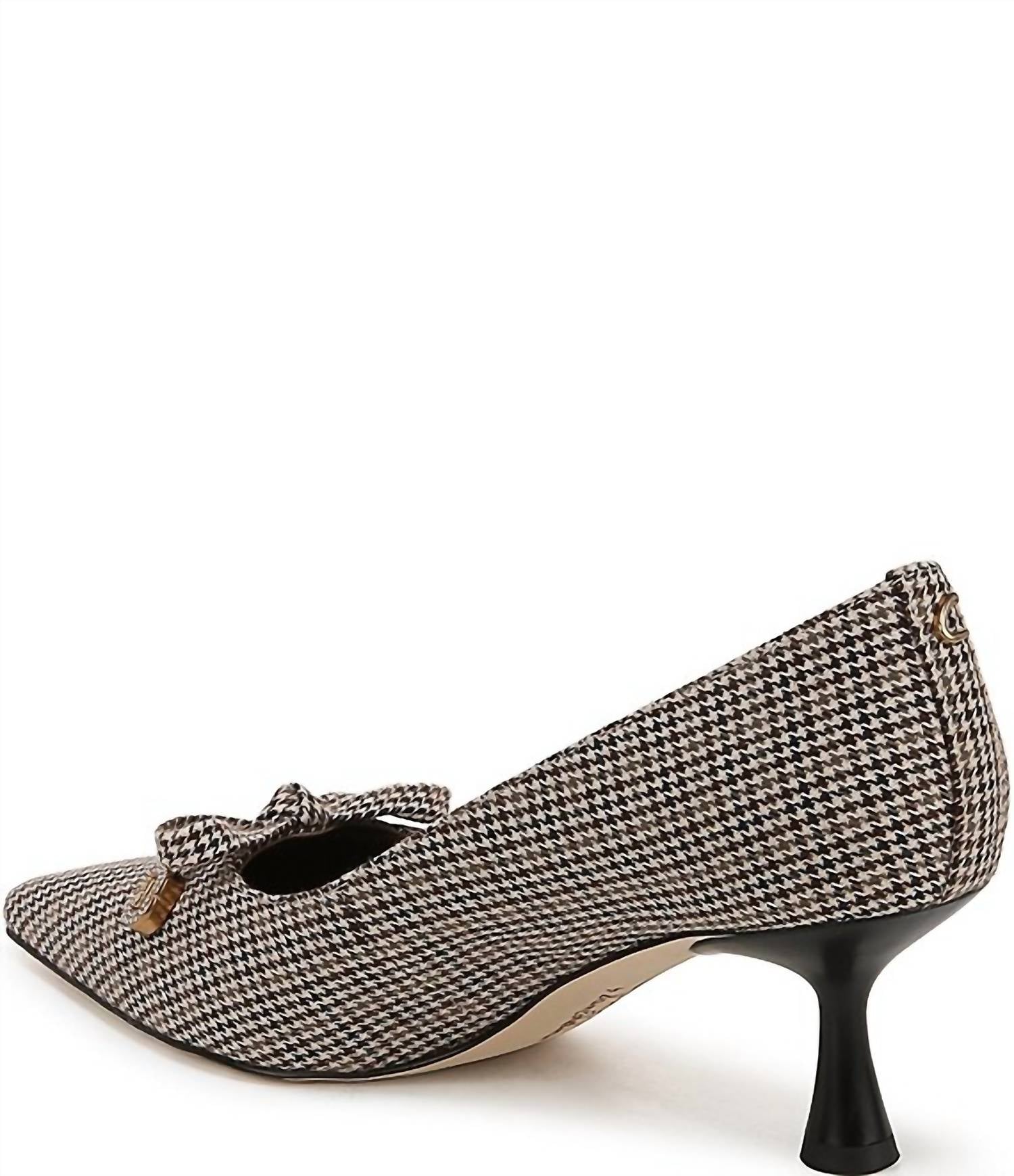 Женские туфли-лодочки Fleur Houndstooth Kitten Heel черного цвета Natural Multi Circus by Sam Edelman — фото 4