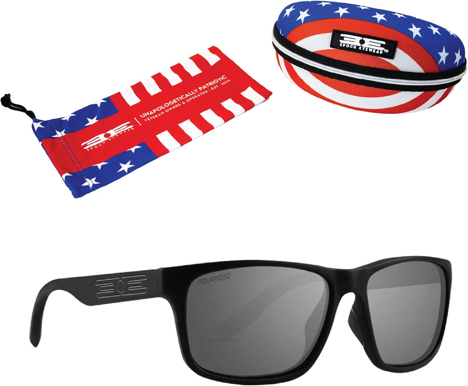 

Солнцезащитные очки Epoch Eyewear Delta для гольфа, спорта и верховой езды с чехлом в виде американского флага и микрофибровым мешочком, черная оправа, дымчатые поляризованные линзы, Smoke