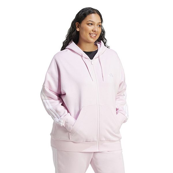 Толстовка с капюшоном на молнии Plus size essentials 3-stripes Adidas, Pink