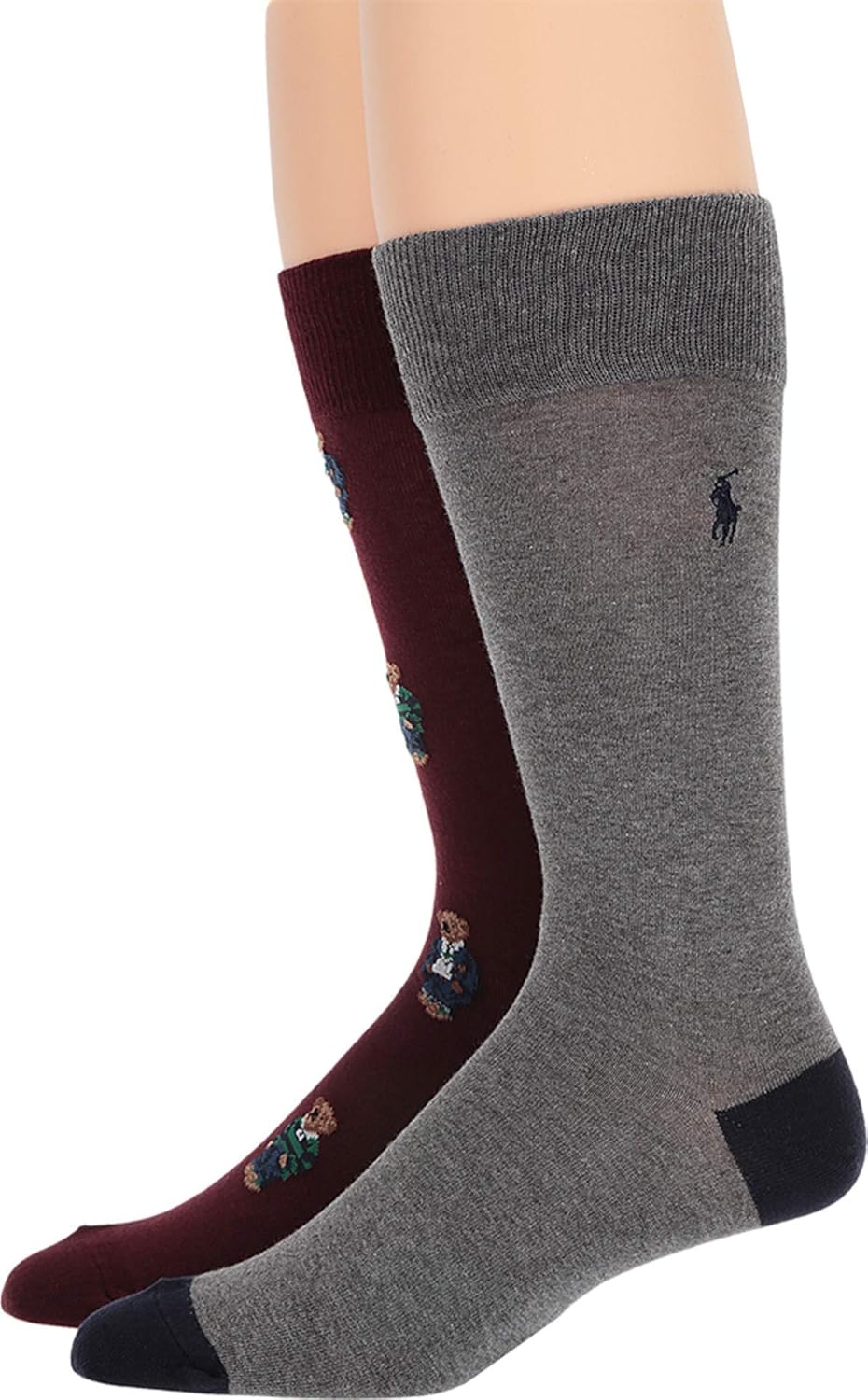 

Polo Ralph Lauren мужские носки с медведем и мартини, 2 пары, Burgundy/Bear Quad
