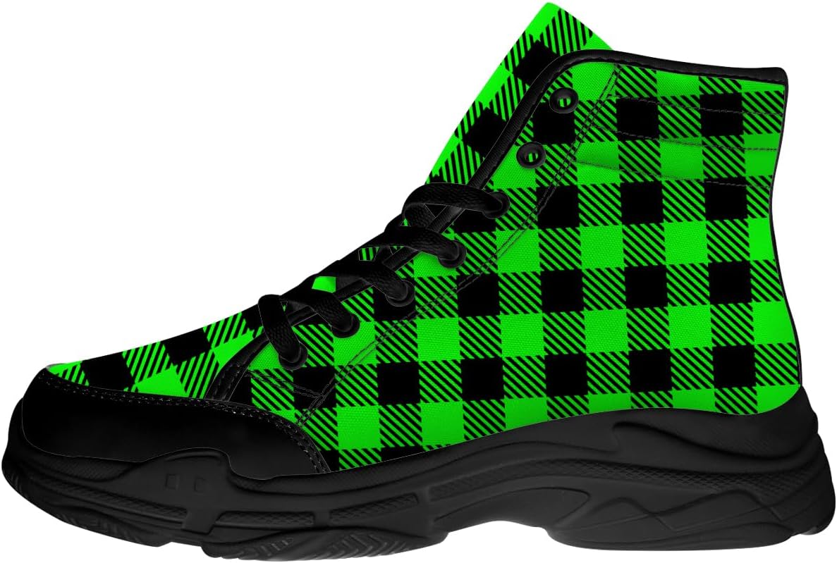 

Мужские и женские кроссовки на высокой подошве в клетку буйвола, текстильные платформы на шнуровке, подарки для него и для нее Generic, зеленый