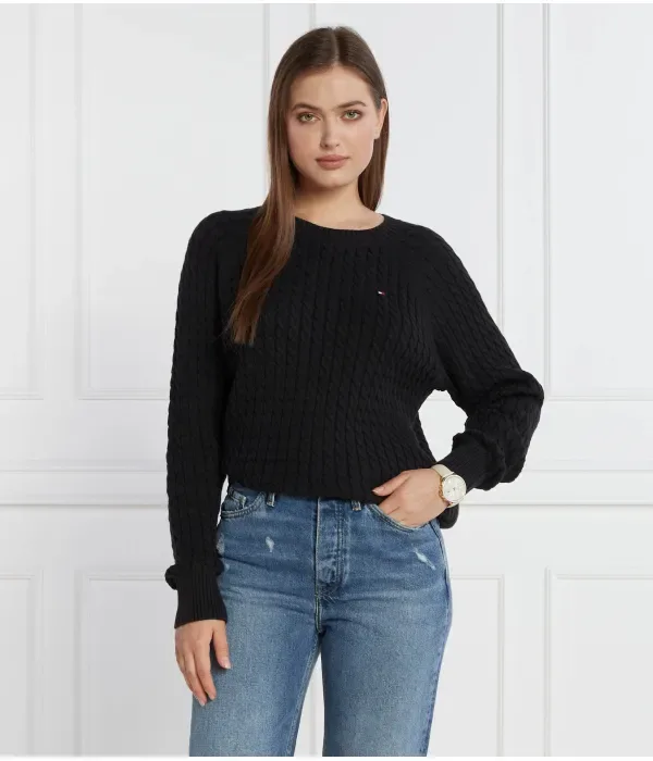 Мини-Свитер CO с кабельным подключением regular fit Tommy Hilfiger, черный — фото 3