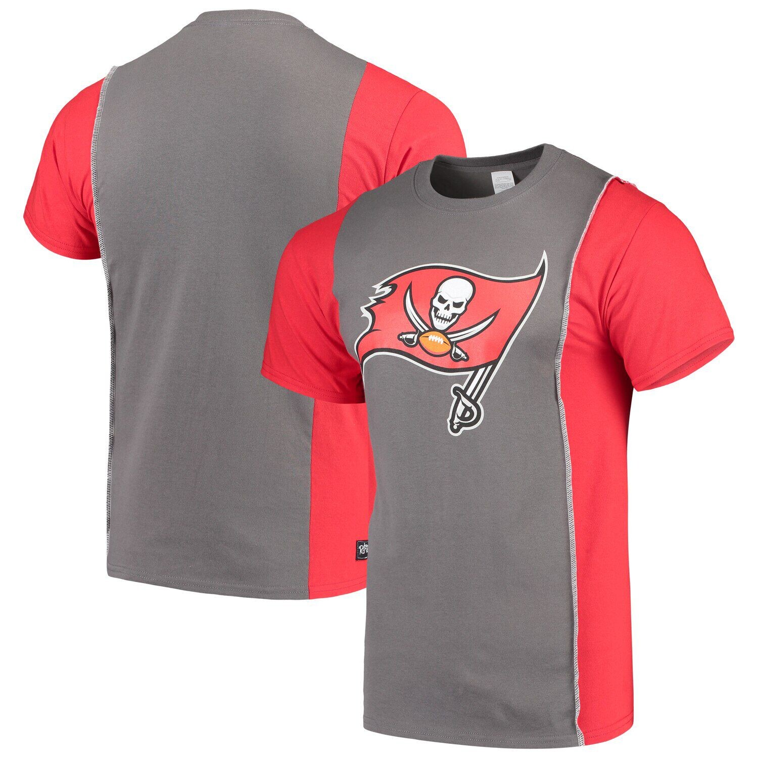 

Мужская футболка из переработанного материала Tampa Bay Buccaneers из оловянной/красной ткани с разрезом из экологически чистого материала