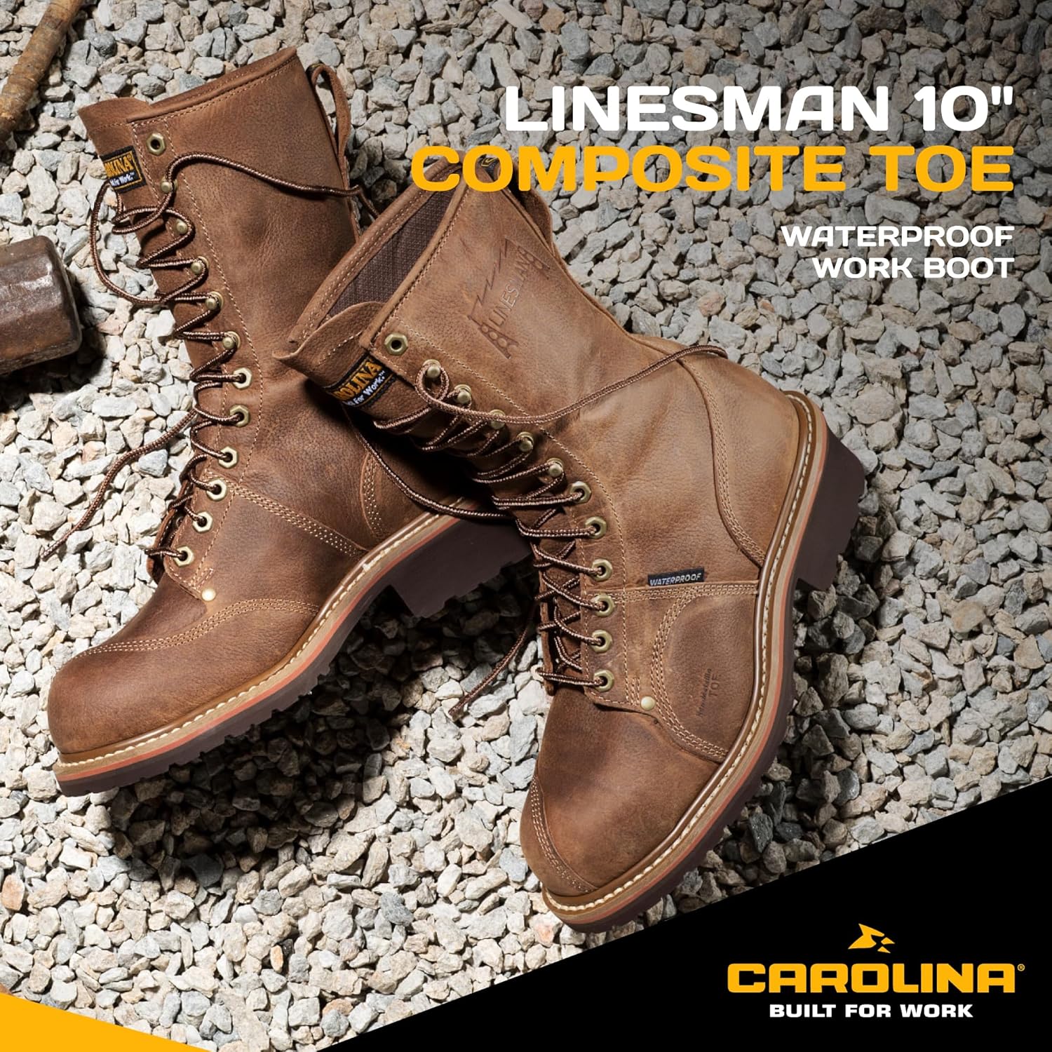 Ботинки Carolina Linesman 10 с композитным носком - Нескользящие ботинки для мужчин - Водонепроницаемая обувь - С амортизирующей стелькой, коричневый — фото 2