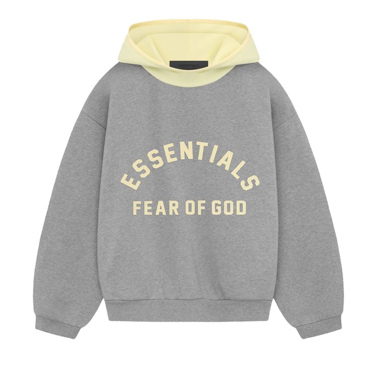 

Худи Fear of God Essentials Kids Nylon Fleece Hoodie, цвет Dark Heather Oatmeal/Garden Yellow