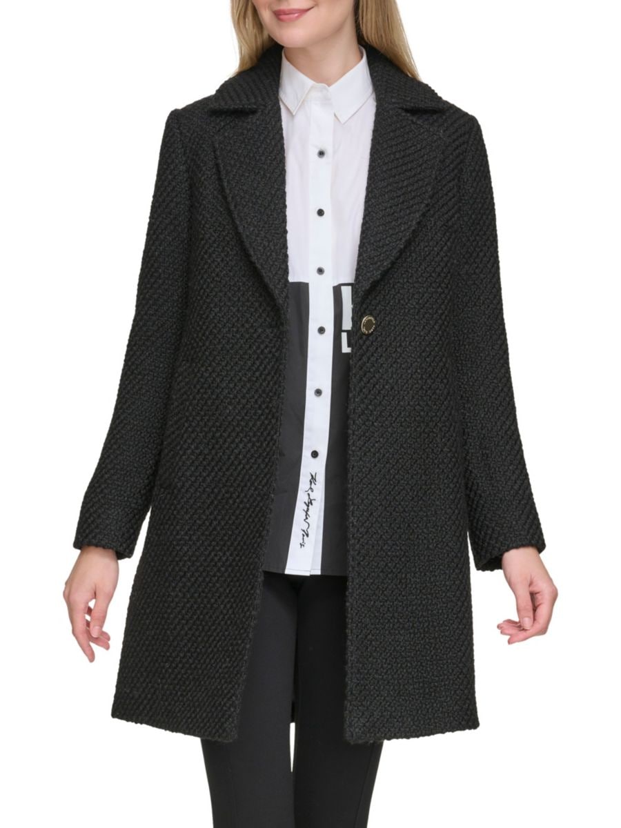 

Пальто из твидовой смеси шерсти Karl Lagerfeld Paris, черный