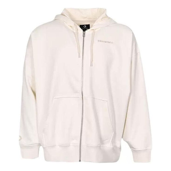 

Толстовка oversized full-zip hoodie 'off white' Converse, белый
