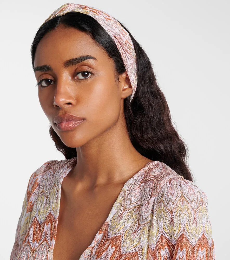 Повязка на голову с зигзагообразным узором из парчи Missoni, мультиколор — фото 2