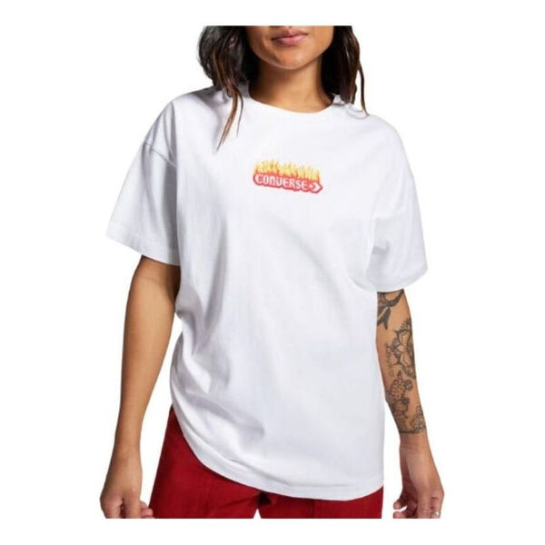 

Футболка flaming logo oversized t-shirt 'white red' Converse, белый