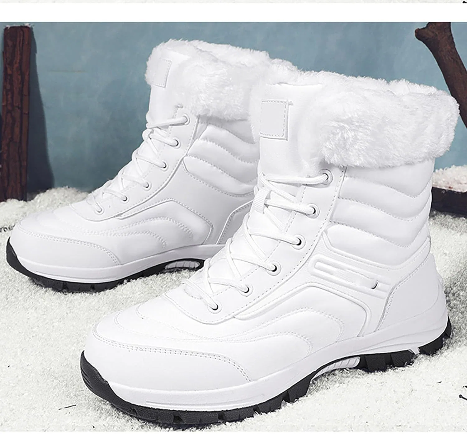 Ботинки Winterstiefel, wärmeisolierend, warm gefüttert, mittelhoch geschnitten, Outdoor-Wanderschuhe für kaltes Wetter Generic, Weiß — фото 3