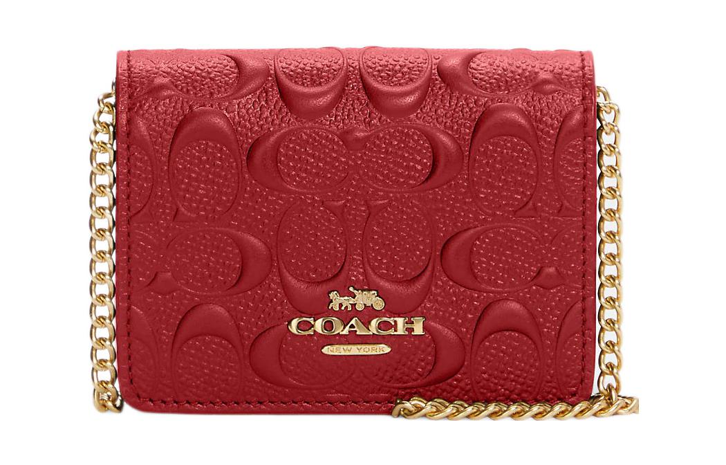 

Coach Сумка через плечо, мини-кошелек из гладкой телячьей кожи с отделкой из гладкой кожи, женская, красная