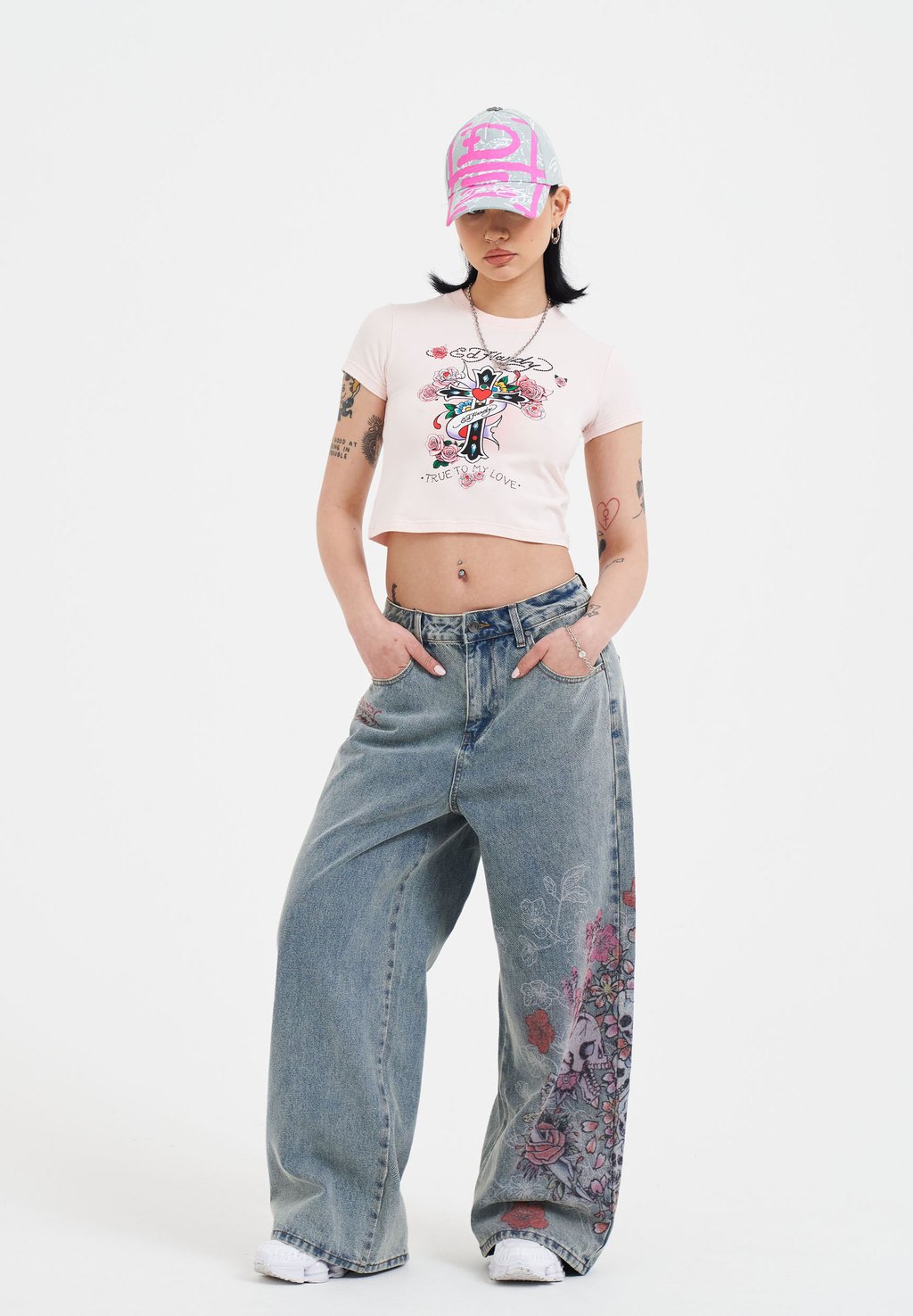 

Футболка с принтом WOMENS LOVE IS TRUE DIAMANTE BABY Ed Hardy, фуксия
